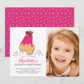 Foto Ice Cream 4TH Birthday Invitation Kaart (Voorkant / Achterkant)