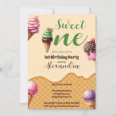 Foto Ice Cream Sweet One Eerste Verjaardag Kaart (Voorkant)