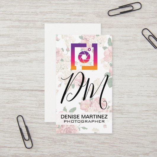 Foto-icoon van sociale media |  bloemen visitekaartje (Voorkant / Achterkant in situ)