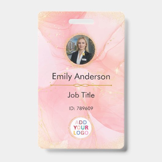 Foto-ID-badge met Logo voor zakelijke werknemers Badge (Front)