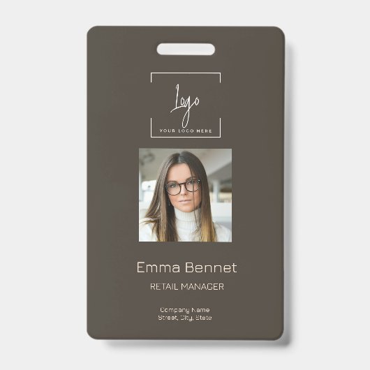 Foto-ID-bedrijf van logo-medewerker Badge (Voorkant)