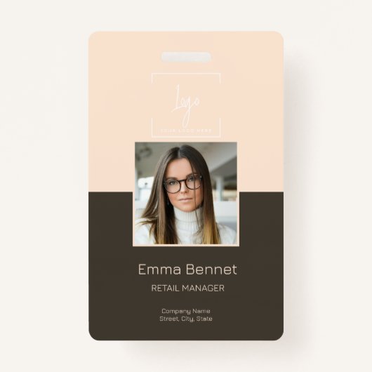 Foto-ID-bedrijf van logo-medewerker Badge (Voorkant)