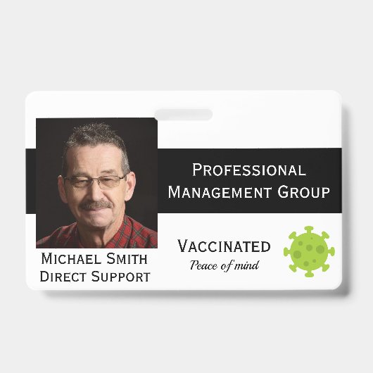 Foto ID Clip Covid Vaccinated 2 Sides ID Badge (Voorzijde)