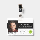 Foto ID Clip Covid Vaccinated 2 Sides ID Badge (Voorzijde met clip)