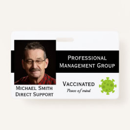 Foto ID Clip Covid Vaccinated 2 Sides ID Badge