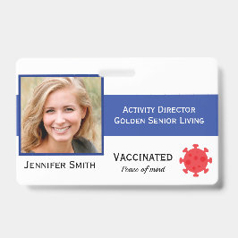 Foto ID Clip Covid Vaccinated 2 Sides ID Badge