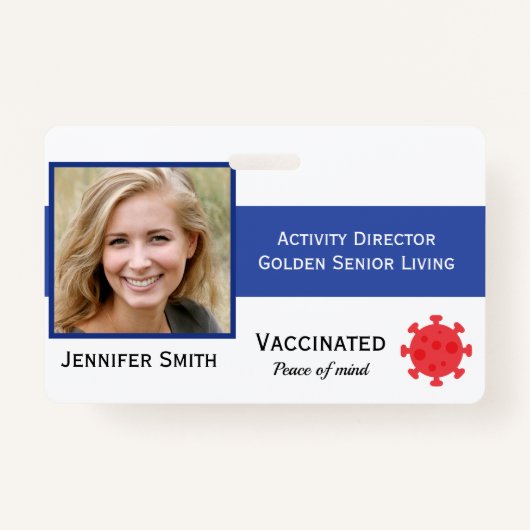 Foto ID Clip Covid Vaccinated 2 Sides ID Badge (Voorkant)