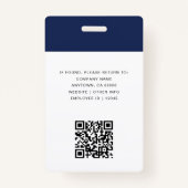 Foto-ID-Kaart QR van Modern Navy Employee Badge (Achterkant)