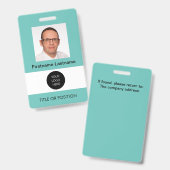 Foto ID Licht Turquoise Naambadge Badge (Voor- en achterkant)