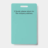Foto ID Licht Turquoise Naambadge Badge (Achterkant)