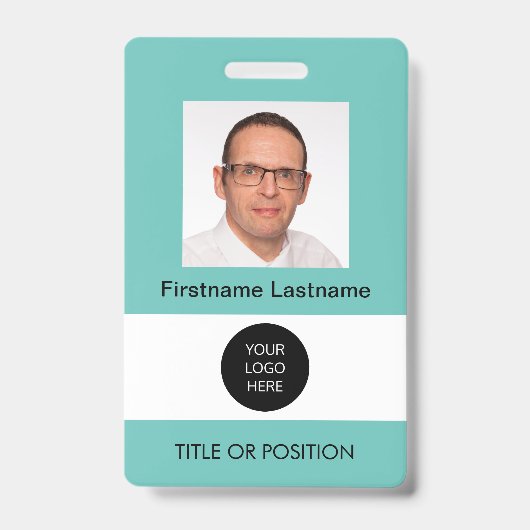 Foto ID Licht Turquoise Naambadge Badge (Voorzijde)