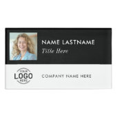 Foto ID Logo Eenvoudig Zwart Wit Magnetisch Groot Naambadge (Voorkant)