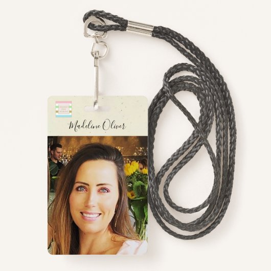 Foto ID Logo QR-code Rustic Lanyard Badge (Voorkant met draagriem)