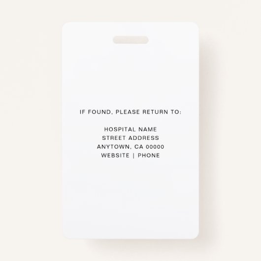 Foto-ID medisch personeel | Ziekenhuismedewerker L Badge (Achterkant)