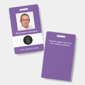 Foto ID Paarse Naambadge Badge (Voor- en achterkant)