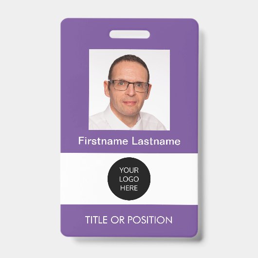Foto ID Paarse Naambadge Badge (Voorzijde)