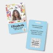 FOTO ID - Personeel VIP Pas - Meisjesachtige Bloem Badge (Voor- en achterkant)