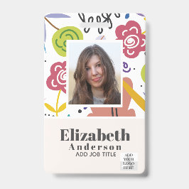 FOTO ID - Personeel VIP Pas - Meisjesachtige Bloem Badge