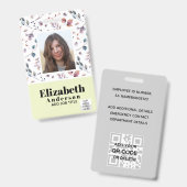 FOTO ID - Personeel VIP Pas - Meisjesachtige Bloem Badge (Voor- en achterkant)