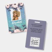 FOTO ID - Personeel VIP Pas Meisjesachtige Glitter Badge (Voor- en achterkant)