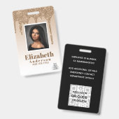 FOTO ID - Personeel VIP Pas Meisjesachtige Glitter Badge (Voor- en achterkant)