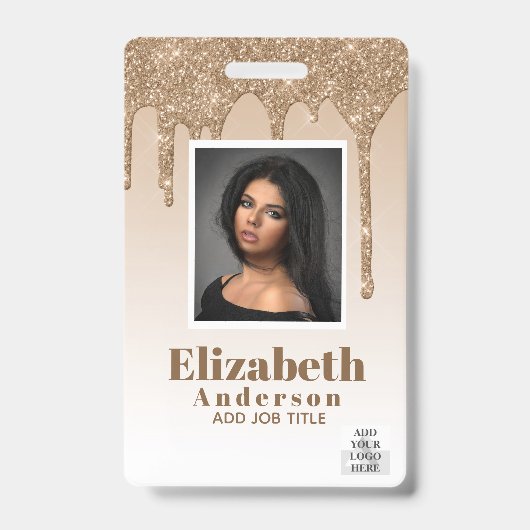 FOTO ID - Personeel VIP Pas Meisjesachtige Glitter Badge (Voorzijde)