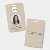 Foto ID Professioneel Bruin Papier Effect Naam Badge (Voor- en achterkant)