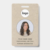Foto ID Professioneel Bruin Papier Effect Naam Badge (Voorzijde)