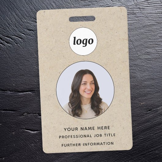 Foto ID Professioneel Bruin Papier Effect Naam Badge