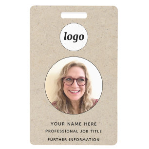 Foto ID Professioneel Bruin Papier Effect Naam Badge