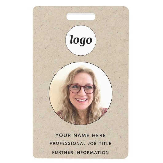 Foto ID Professioneel Bruin Papier Effect Naam Badge