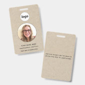 Foto ID Professioneel Bruin Papier Effect Naam Badge (Voor- en achterkant)