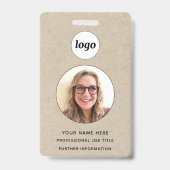 Foto ID Professioneel Bruin Papier Effect Naam Badge (Voorzijde)