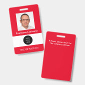 Foto ID Rode Naam Badge (Voor- en achterkant)
