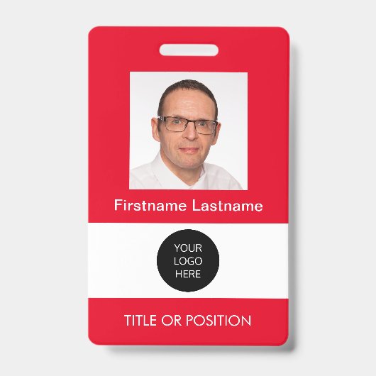 Foto ID Rode Naam Badge (Voorzijde)
