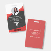 Foto-ID rood en zwart Badge (Voor- en achterkant)