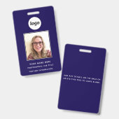 Foto-ID Schoon Professionele Navy Blauwe Naam Badge (Voor- en achterkant)
