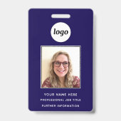 Foto-ID Schoon Professionele Navy Blauwe Naam Badge (Voorzijde)