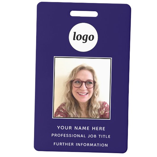 Foto-ID Schoon Professionele Navy Blauwe Naam Badge