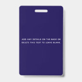 Foto-ID Schoon Professionele Navy Blauwe Naam Badge (Achterkant)