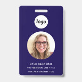 Foto-ID Schoon Professionele Navy Blauwe Naam Badge (Voorzijde)