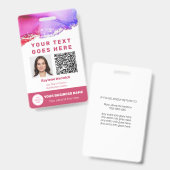 Foto-ID Vaccinatie Barcode QR-code Stof Roze Badge (Voor- en achterkant)