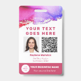 Foto-ID Vaccinatie Barcode QR-code Stof Roze Badge