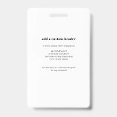 Foto-ID van medewerker Aangepaste QR-code Aangepas Badge (Achterkant)