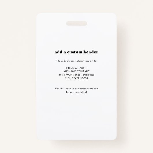 Foto-ID van medewerker Aangepaste QR-code Aangepas Badge (Achterkant)