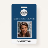 Foto-ID van medewerker Modern Blue Business Logo Badge (Voorkant)