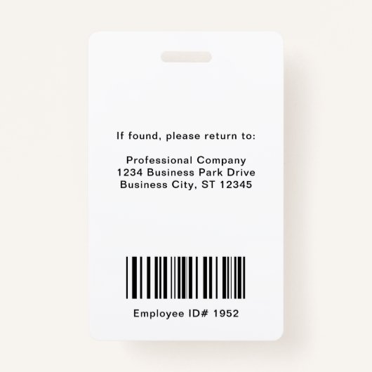 Foto-ID van medewerker Modern Blue Business Logo Badge (Achterkant)