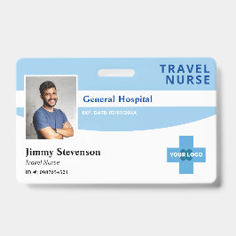 Foto-ID van medewerker van Blue Hospital met Logo Badge