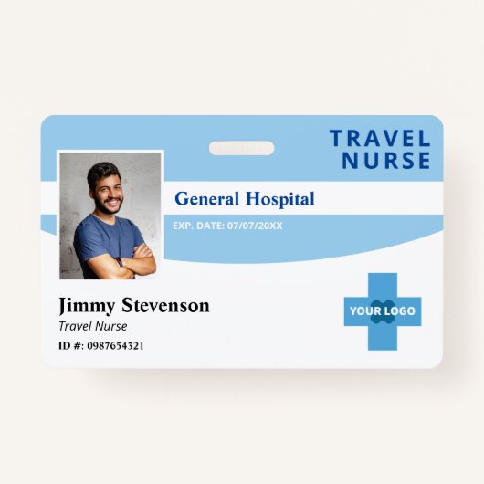 Foto-ID van medewerker van Blue Hospital met Logo Badge (Voorkant)