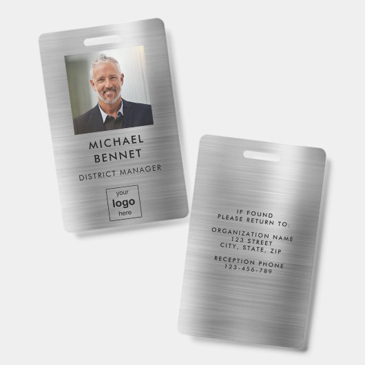 Foto-id van moderne Silver Employee Badge (Voor- en achterkant)